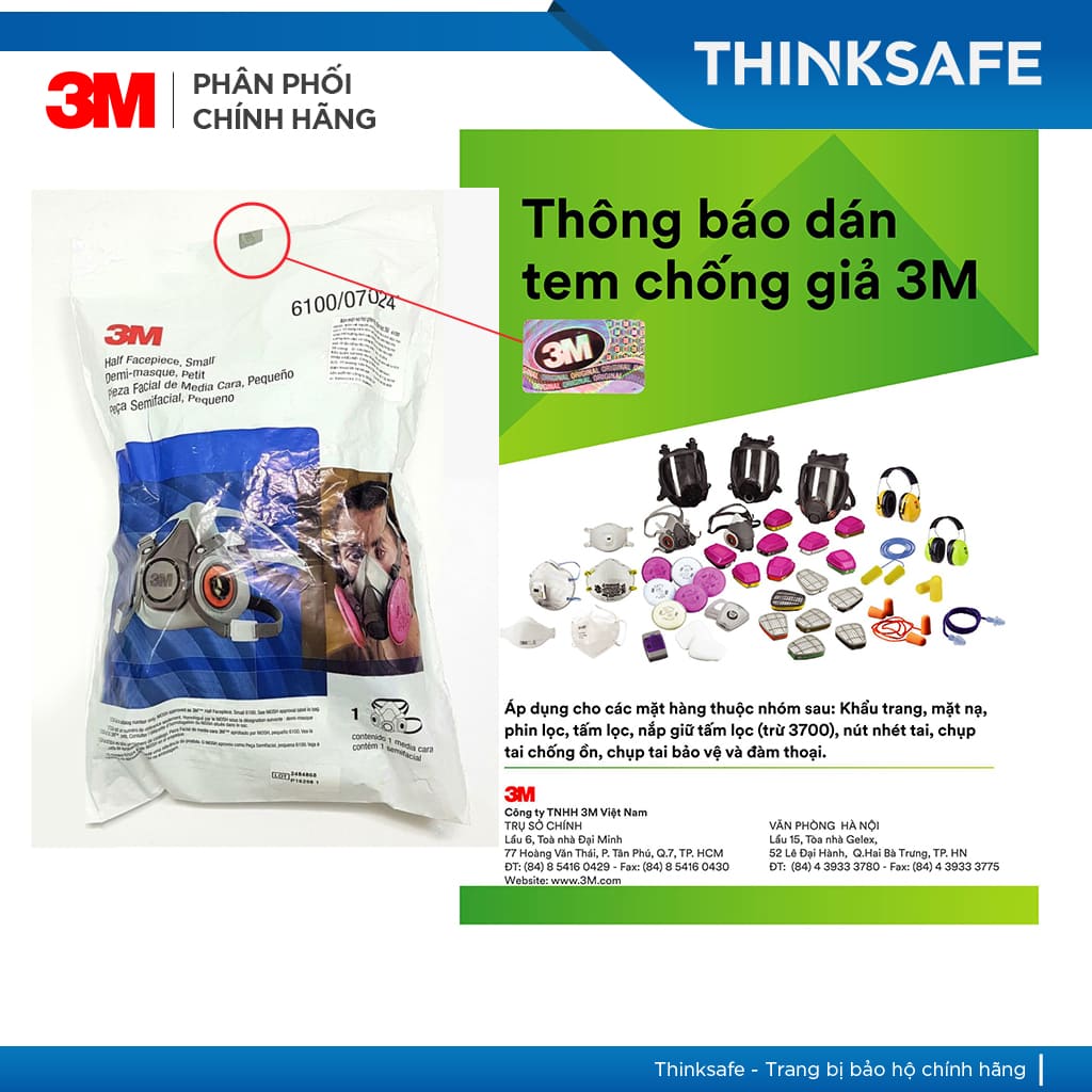 Mặt nạ phòng độc 3M 6200 phin lọc 3M 2097 lọc bụi mịn pm2.5, khói hàn, chống hơi sơn 3m 6200 - 3m 2097