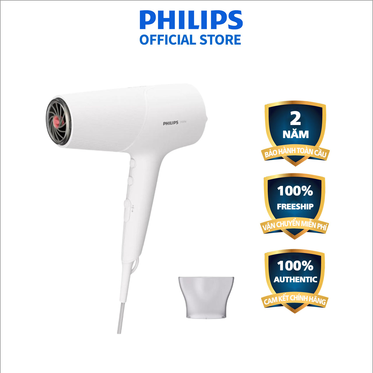 Máy Sấy Tóc Philips Bhd50000 - Sấy Tóc Nhanh Khô - Bảo Vệ Tóc Không Bị Quá Nóng - Hàng Chính Hãng