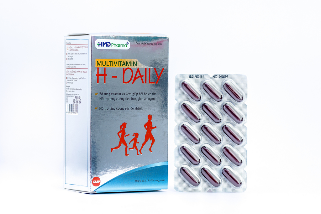 Viên uống Bổ Sung Vitamin Tổng Hợp HMD PHARMA Multivitamin H - Daily hỗ trợ tăng cường đề kháng, tăng cường tiêu hóa giúp ăn ngon. 