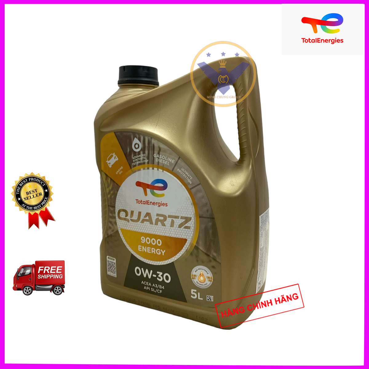 Dầu nhớt ô tô cao cấp Total Quazt 9000 0W-30 can 5L