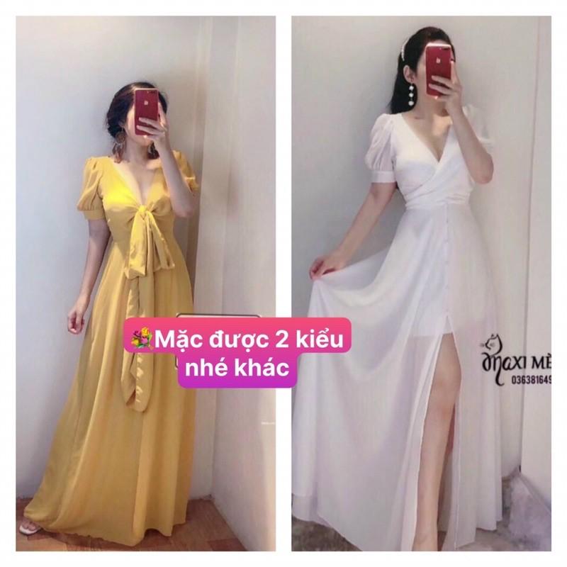 đầm maxi cột nơ mic được 2 kiểu và ảnh thật