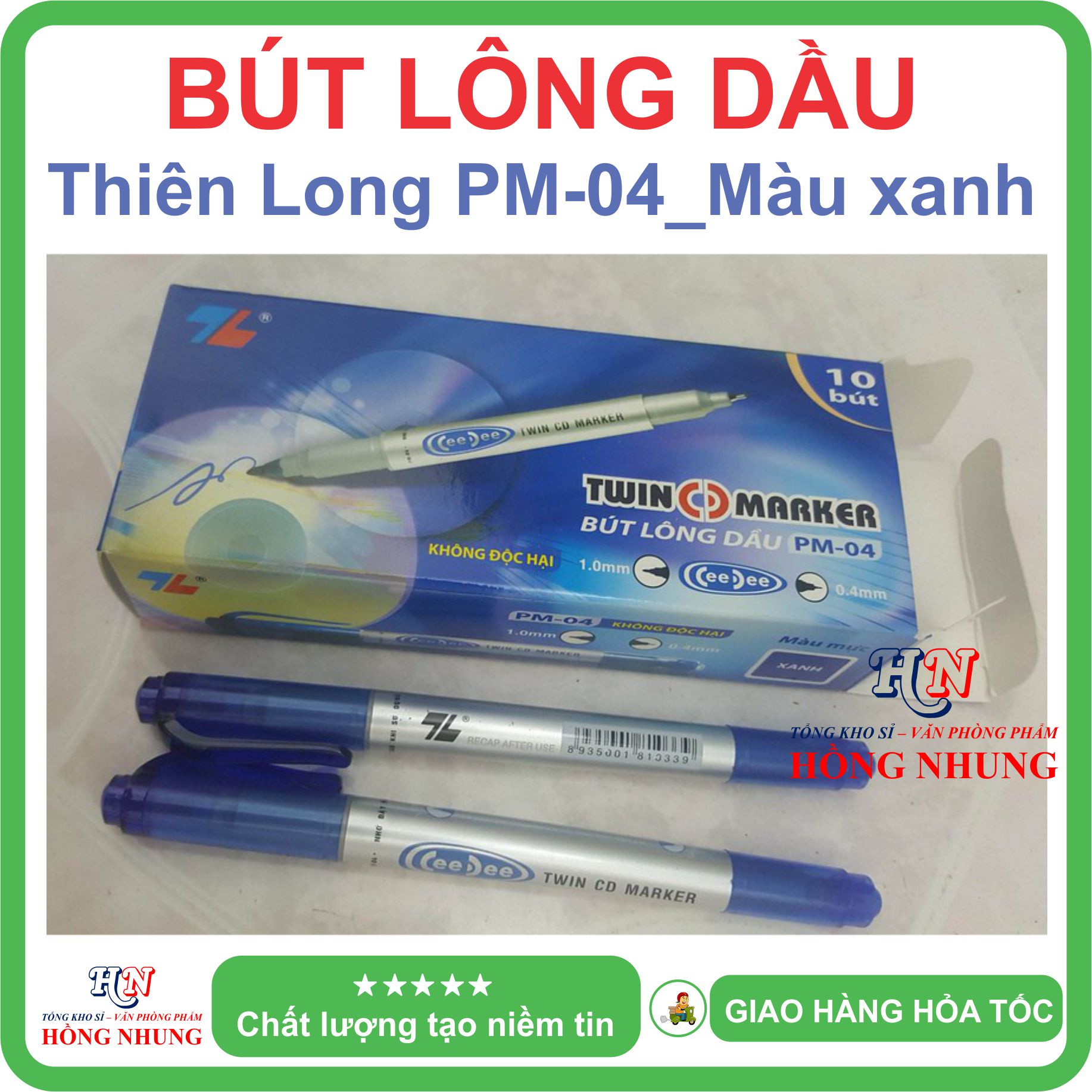 [SÉT] COMBO Hộp 10 Bút Lông Dầu PM-04, Nét viết đều, đậm và êm.