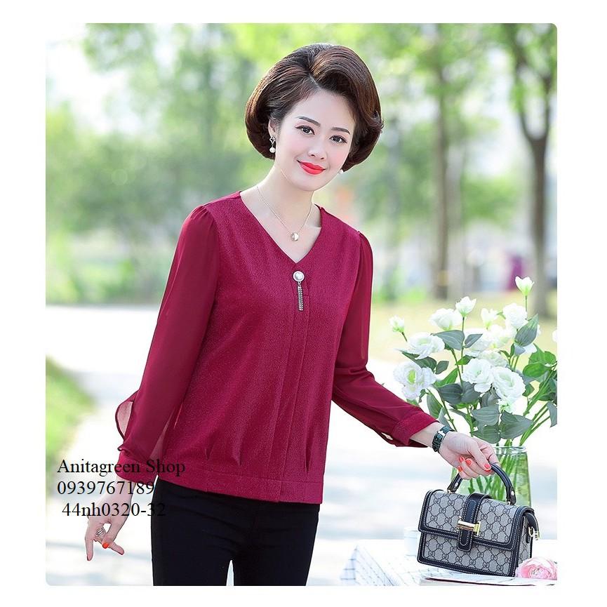 44nh0320-ÁO KIỂU KIM TUYẾN TRUNG NIÊN S-6XL