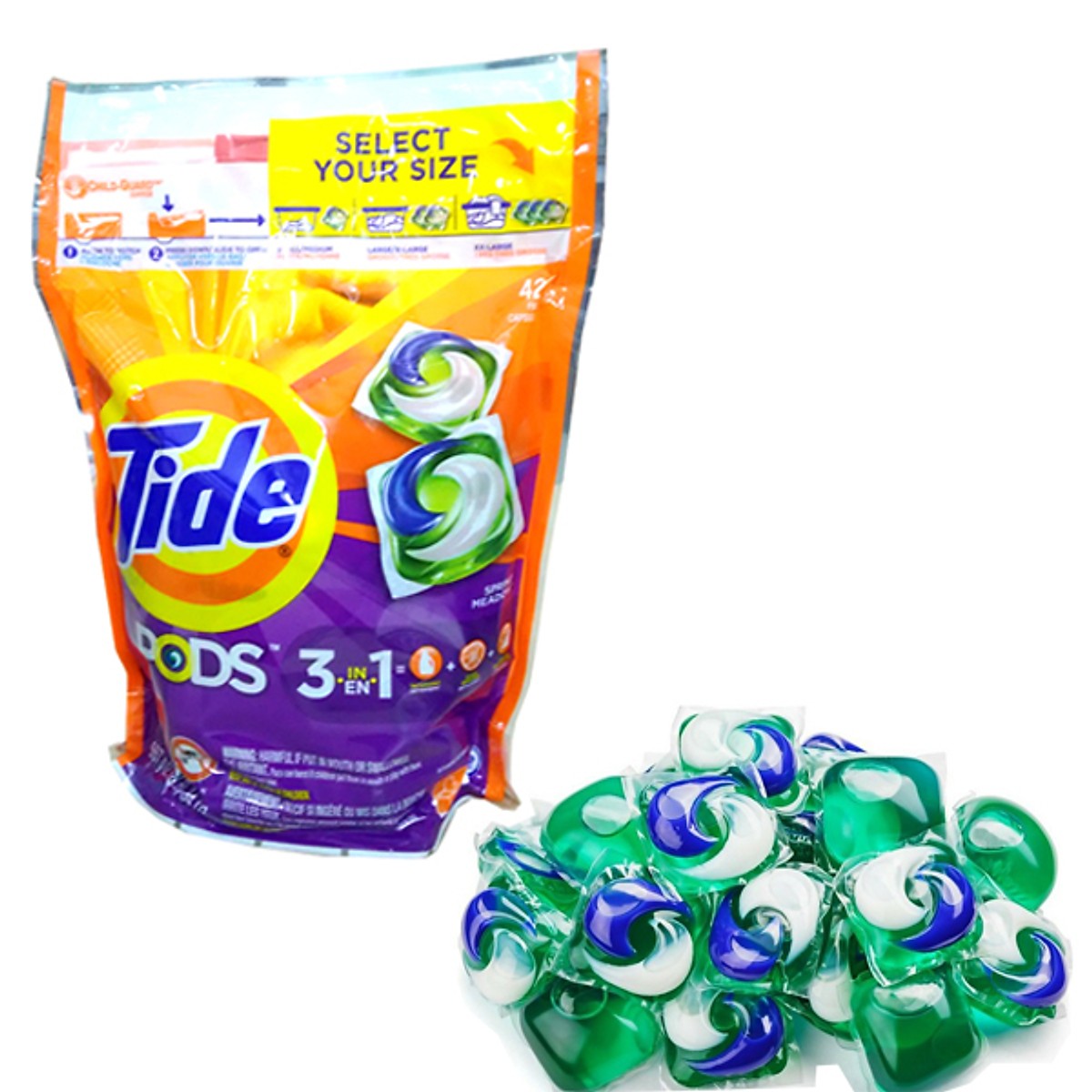 Nước giặt Tide Pods 3 in 1 Spring Meadow thùng 168 Viên - USA