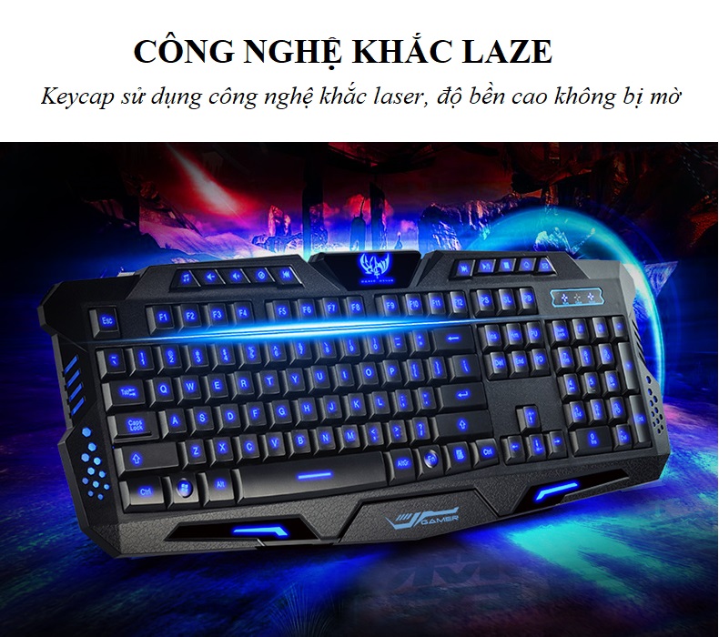 Bàn Phím Game Thủ Có Dây 3 Màu Led M-200, Có Lỗ Thoát Nước, Có Thể Điều Chỉnh Chiều Cao Bàn Phím(Hàng Nhập Khẩu)