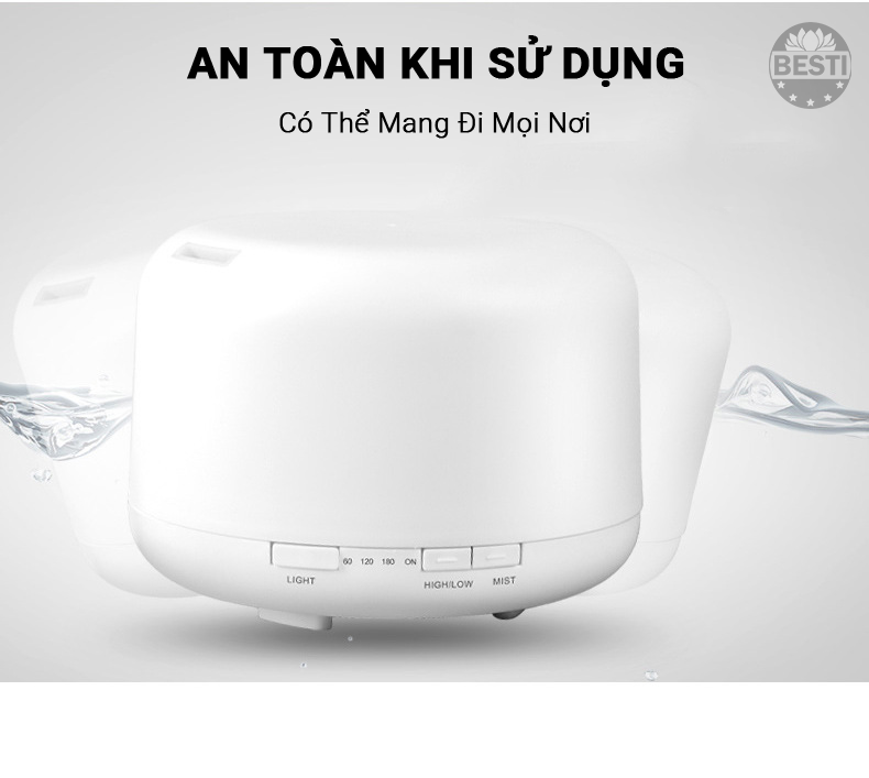 Máy Xông Tinh Dầu Dung Tích Lớn 500ml Có Điều Khiển Từ Xa Besti Y01,  Máy Khuếch Tán Tinh Dầu Đèn Led Đổi Màu - Hàng Chính Hãng