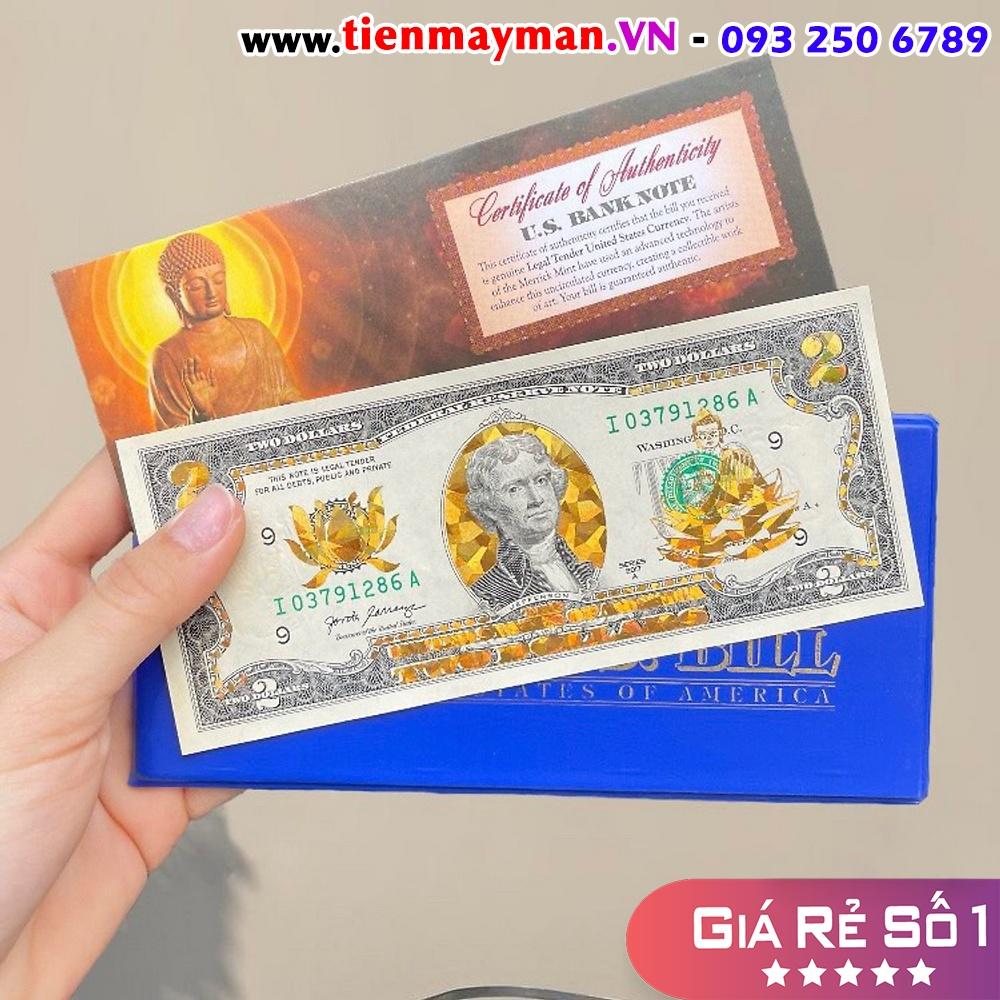 Tiền 2 USD Mạ Vàng Đức Phật Tọa Sen - Quà Tặng Phong Thủy Ý Nghĩa