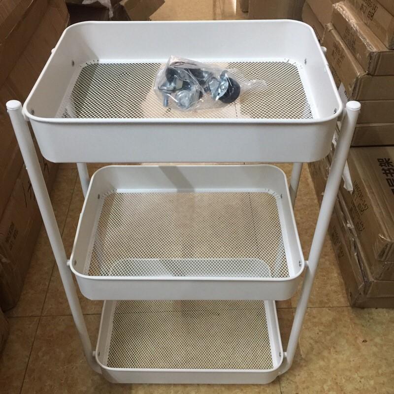 Kệ để đồ đa năng 3 tầng gấp gọn di dộng, giá kệ spa có bánh xe, Kệ gấp 3 tầng khay đựng