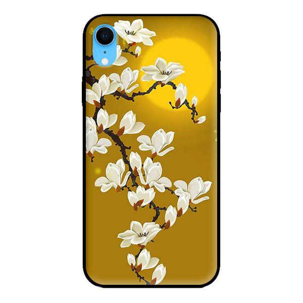 Ốp in cho iPhone XR Hoa Trắng Nền Vàng - Hàng chính hãng