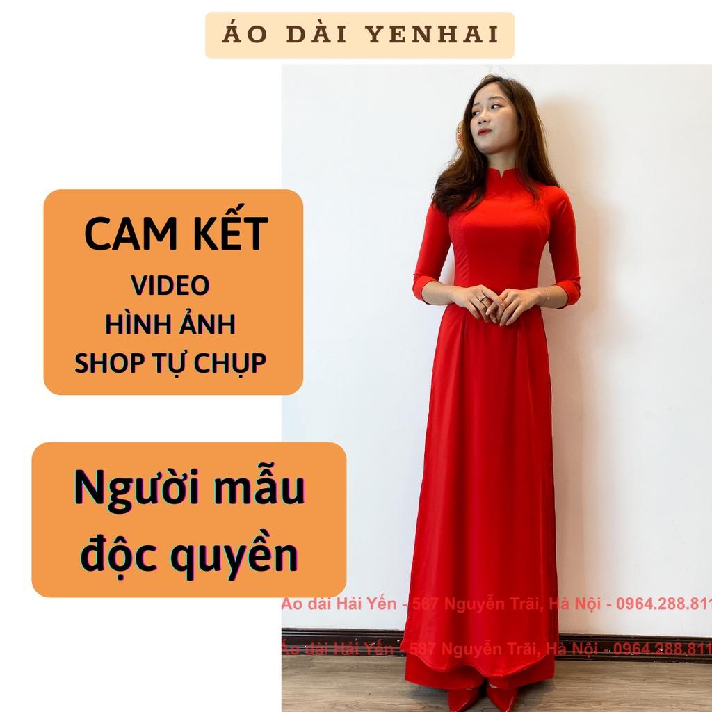 Bộ áo dài truyền thống màu đỏ tươi, Cả bộ áo dài 4 tà lụa nhật