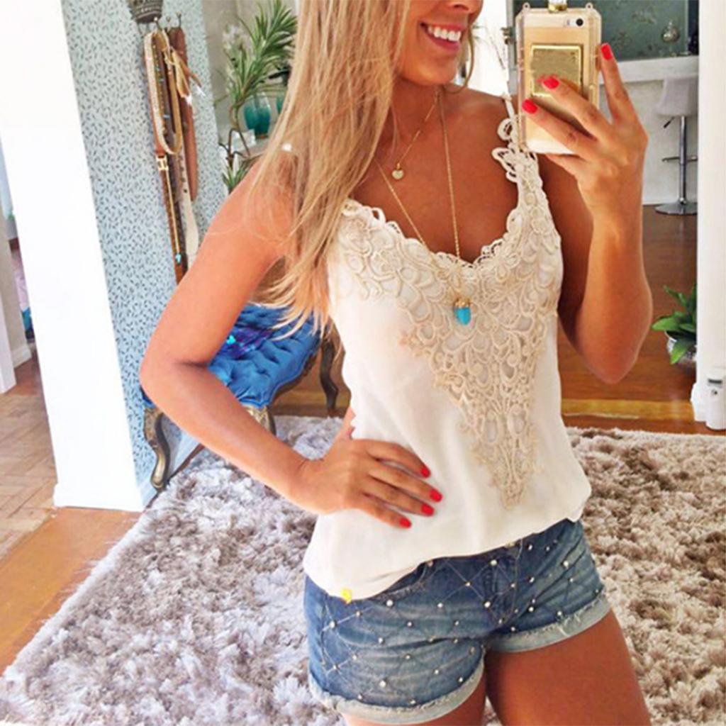 Girls Ladies Women Cotton Tank Tops Sleeveless Lace Vest Blouse Crop Top