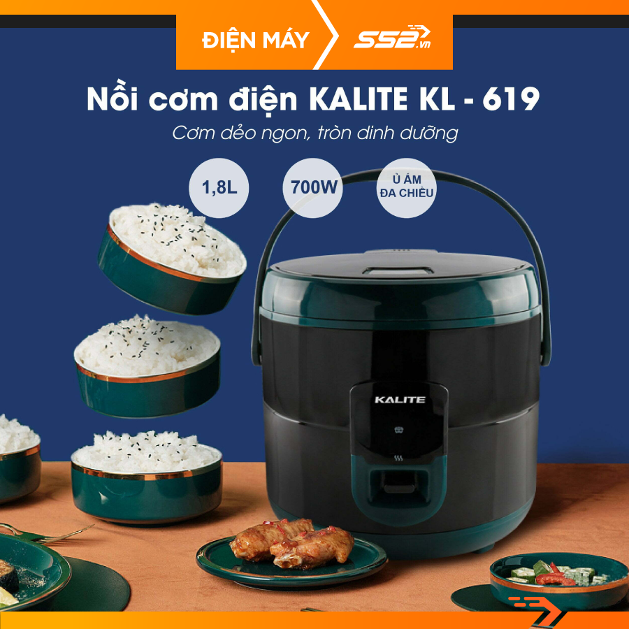 Nồi cơm điện Kalite KL 618 dung tích 1.8L nấu cơm dẻo thơm ngon - Hàng chính hãng