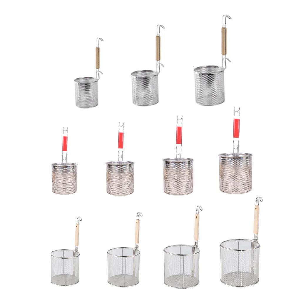 2x Noodle Strainer with Hook, Stainless Steel, Deep Fry Basket