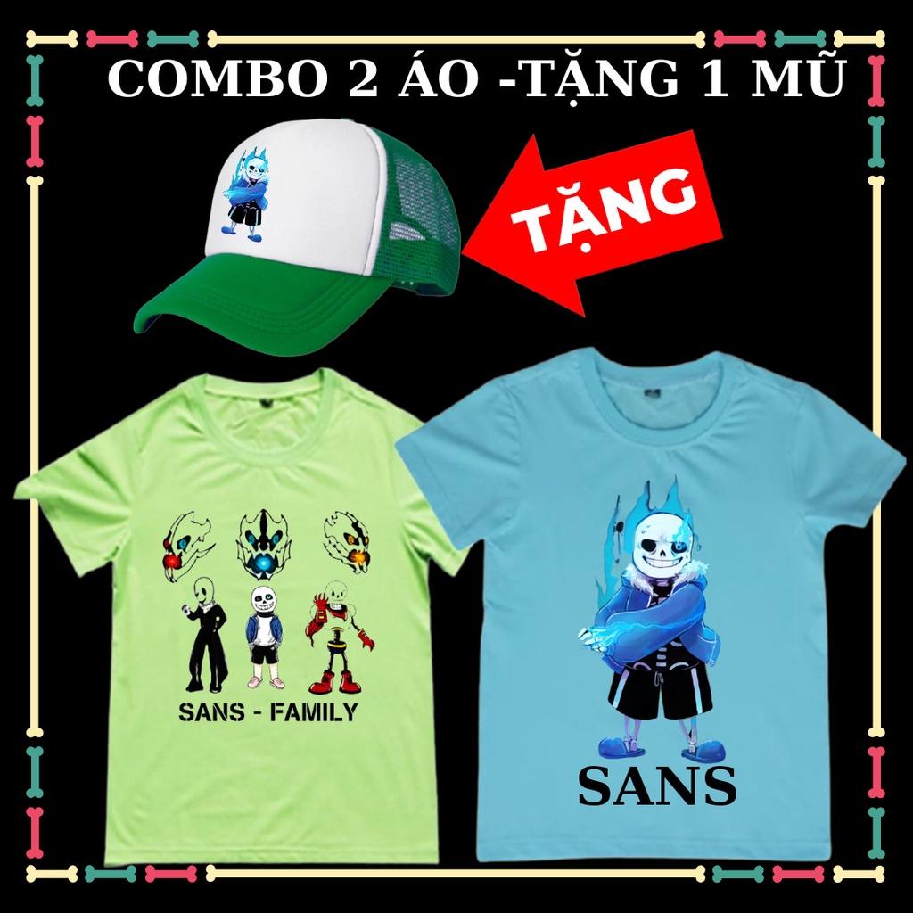 Combo 2 áo Error 404 Sans, Error 505 Sans bé trai, bé gái, kèm Mũ lưỡi trai Undertale Sans