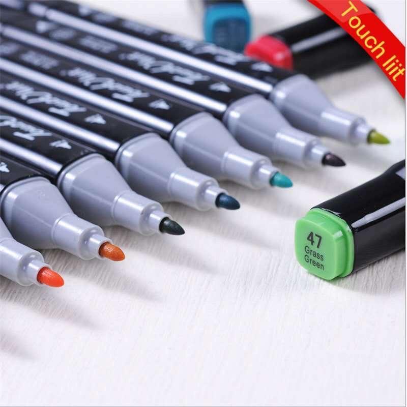 Màu marker 48 bút  2 ngòi to nhỏ linh hoạt đựng trong túi vải dễ dàng tiện lợi, bộ bút dạ đánh dấu, 2 ngòi linh hoạt