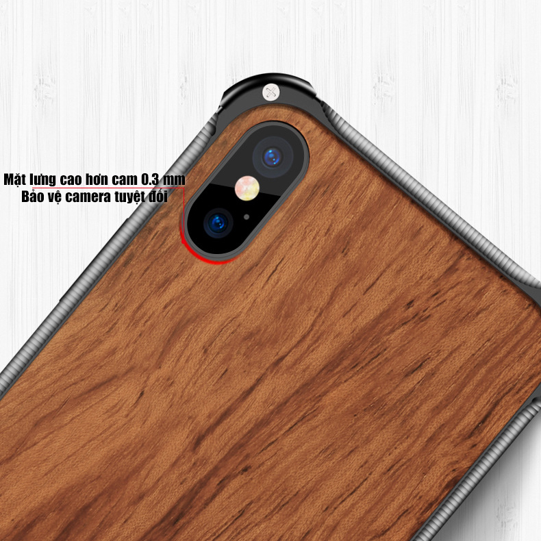 Ốp lưng gỗ viền hợp kim dành cho iPhone XS Max