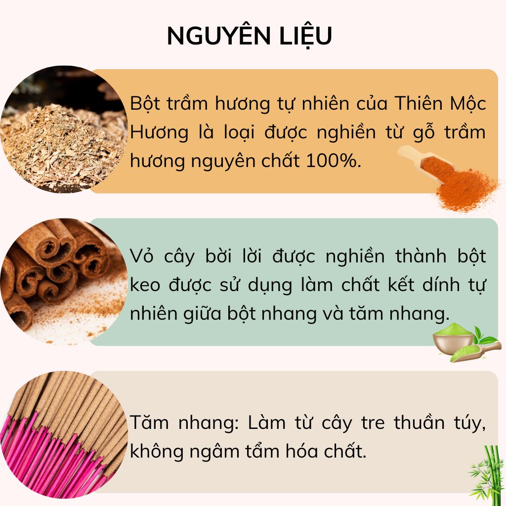 Nhang trầm hương tự nhiên Thiên Mộc Hương | Loại 12 Năm | Không cay mắt, Không Ngứa Mũi, Thơm Nhẹ, Dễ Chịu, An Toàn sức khỏe