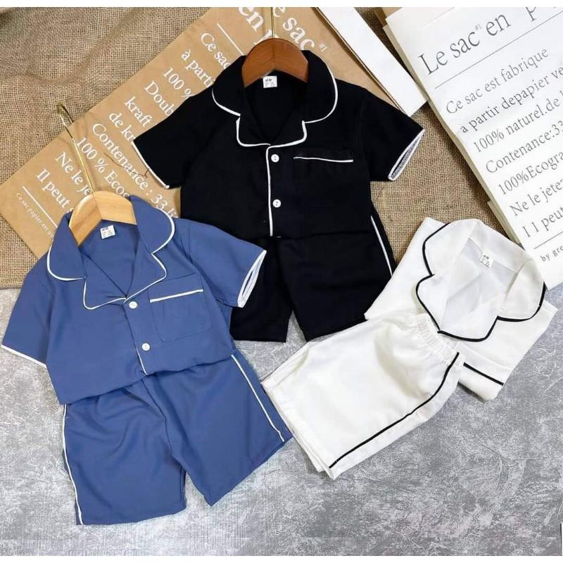 Bộ Pijama Mùa Hè Chất Đũi Hàn Mát Dành Cho Bé