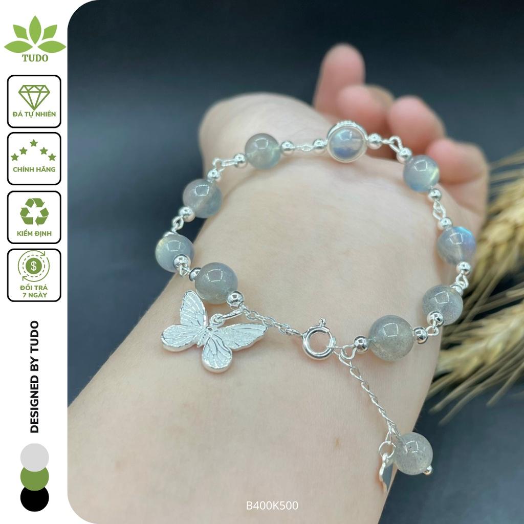 Lắc Tay Nữ Bạc Cao Cấp Xà Cừ Mix Charm Hồ Điệp Mệnh Thủy, Kim TUDO B400K500