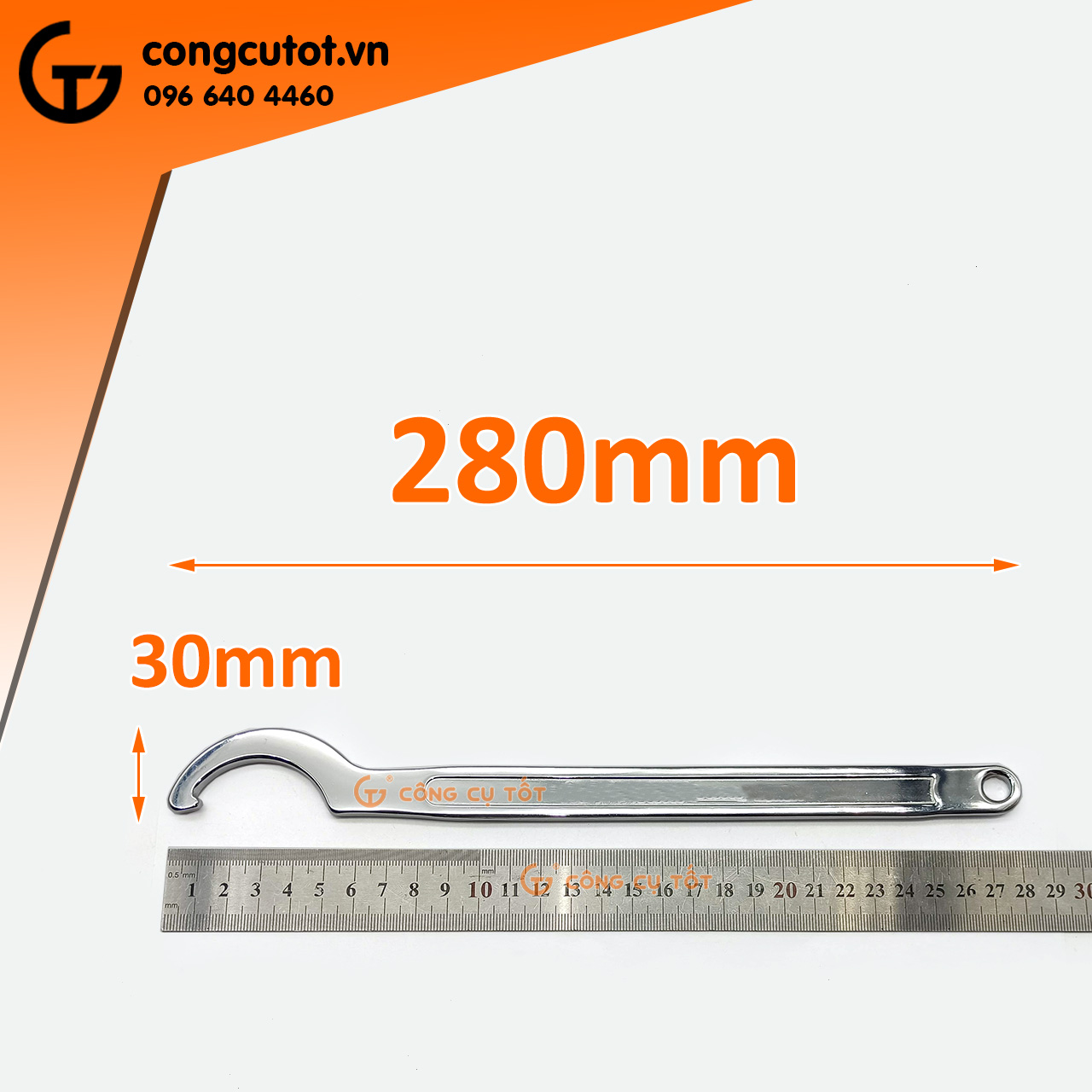 Cờ lê móc 35-50mm dài 280mm để móc cổ phốt xe máy