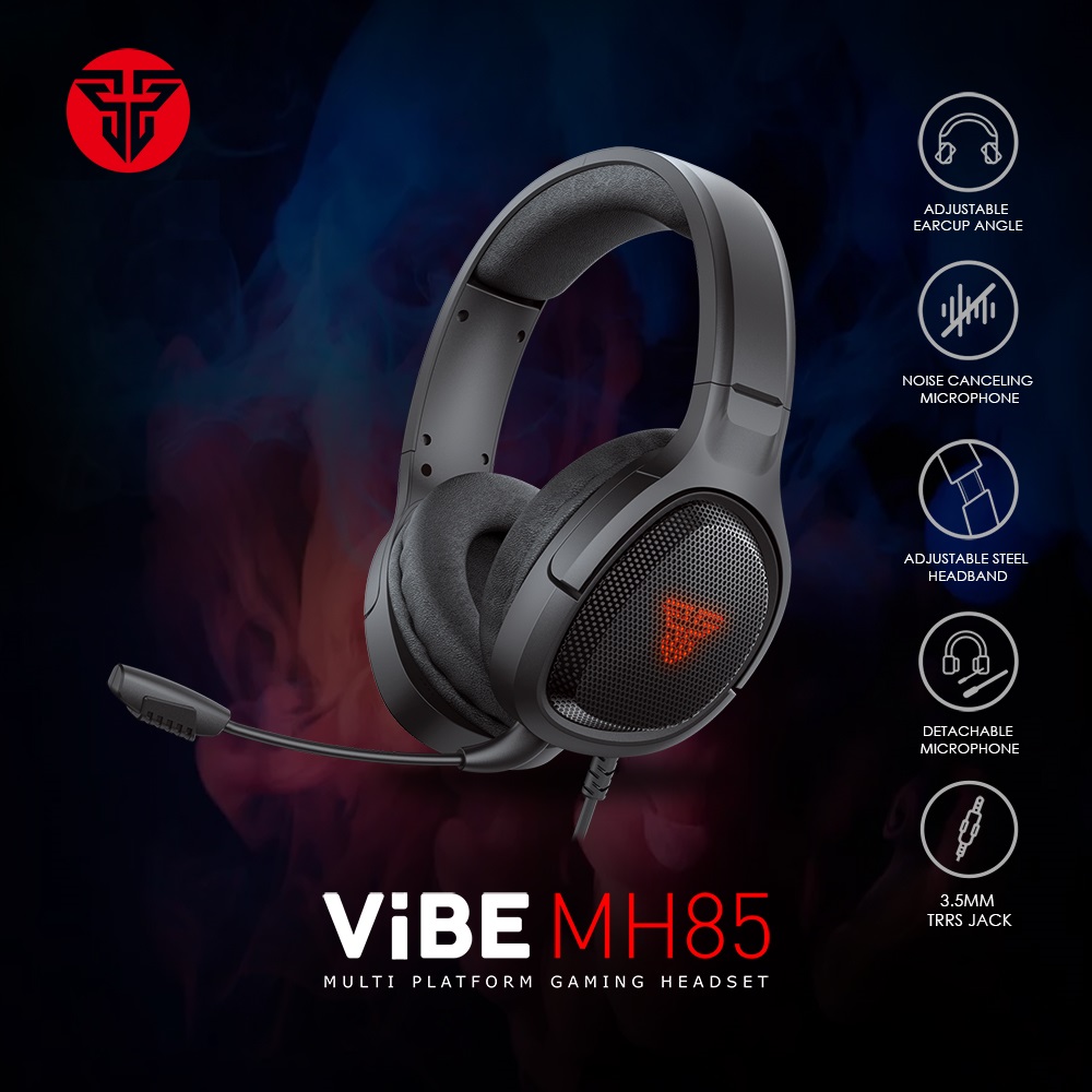 Tai nghe Gaming chụp tai có dây Fantech VIBE MH85 chuyên Game Console PS4, PS5... Jack 3.5mm kèm dây chuyển dùng cho PC Mic chống ồn - Hàng chính hãng