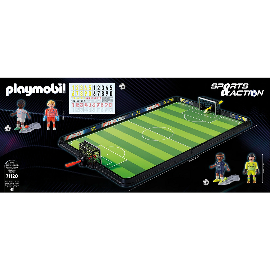 Đồ chơi mô hình Playmobil Sân vận động bóng đá kèm nhân vật cầu thủ có chức năng sút bóng 63 pcs