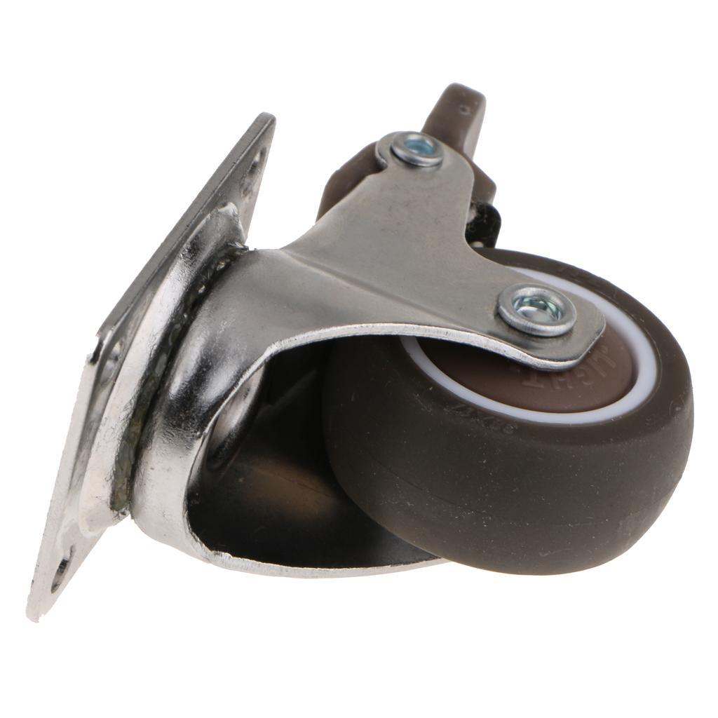 4Pcs Heavy Duty Swivel Bearing Caster Wheels Rubber Base with Top Plate 1.5"