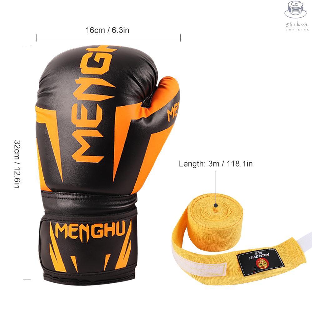 Boxing Gloves with Wrist Support Straps Kick Boxing Muay Thai Punching Training Bag Gloves Adjustable Handwraps Outdoor Sports Mittens Boxing Practice Equipment for Punch Bag Sack Boxing Pads 12oz