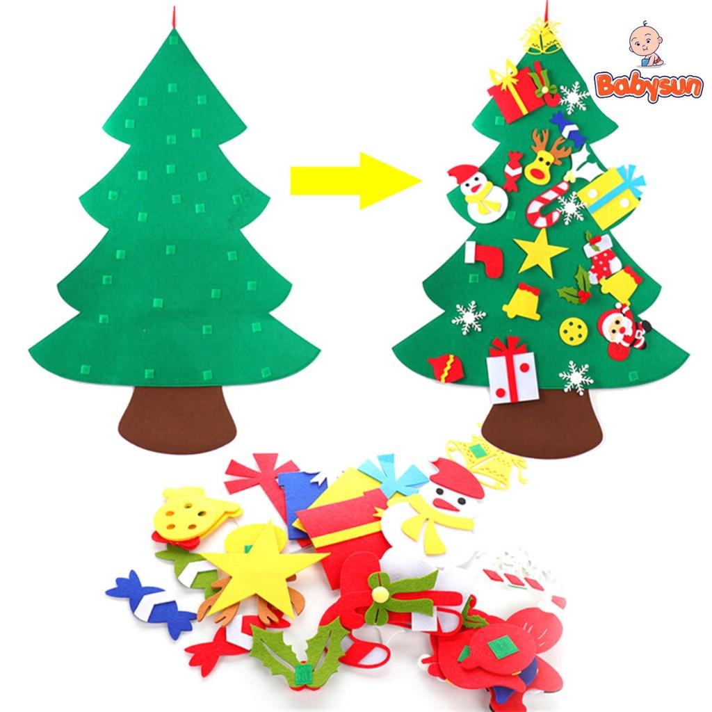 Cây thông noel vải nỉ có đèn led, đồ chơi cho bé trang trí giáng sinh kích thước 95x70cm