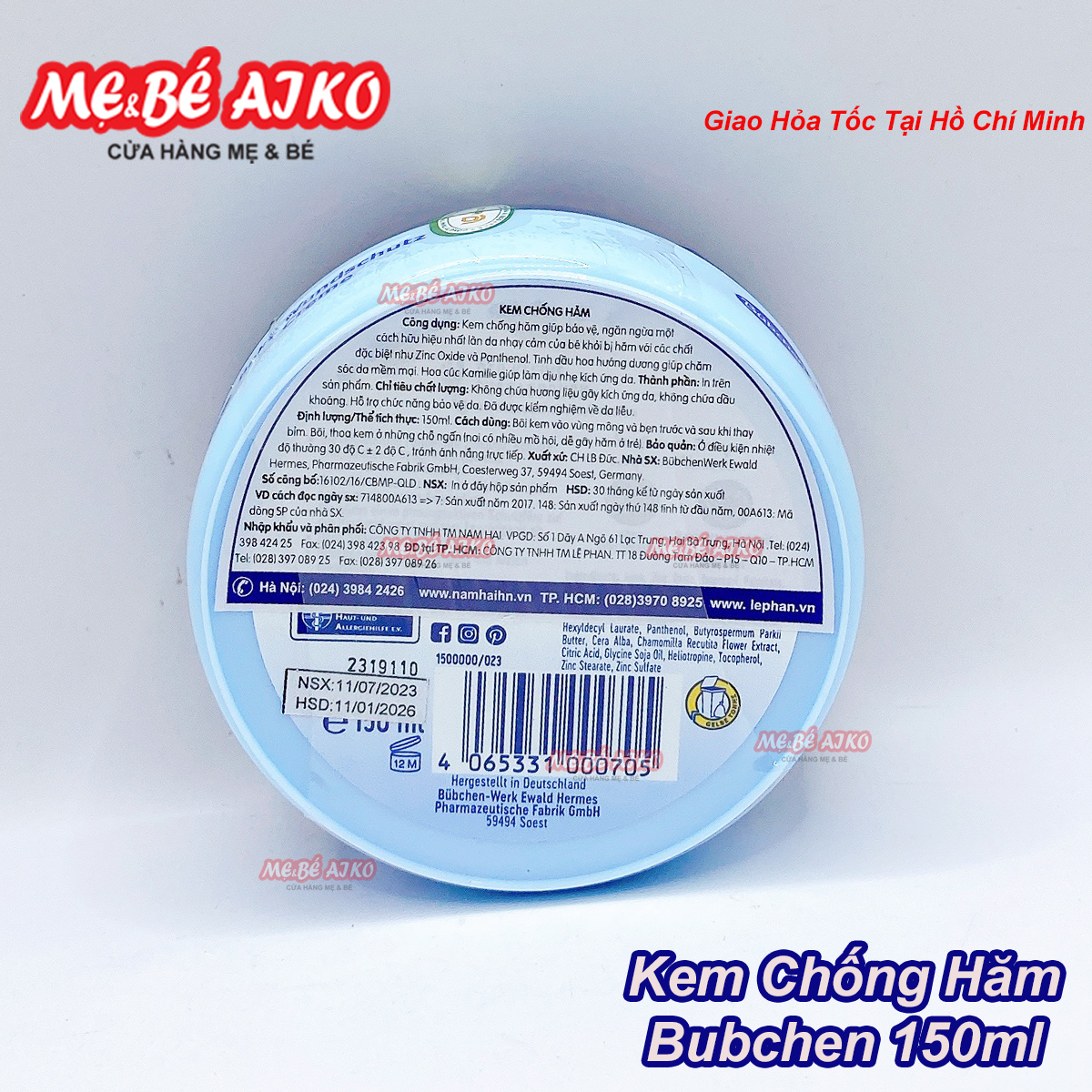 Kem chống hăm Bubchen 150ml