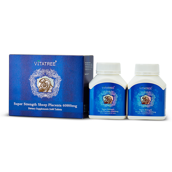 Viên Uống Nhau Thai Cừu Vitatree Strength Sheep Placenta 60.000mg, 2 Hộp x 60v, Giảm Nám Tàn Nhang, Nám, Sạm Da, Chống Láo Hóa, Điều Hòa Nội Tiết Tố Nữ