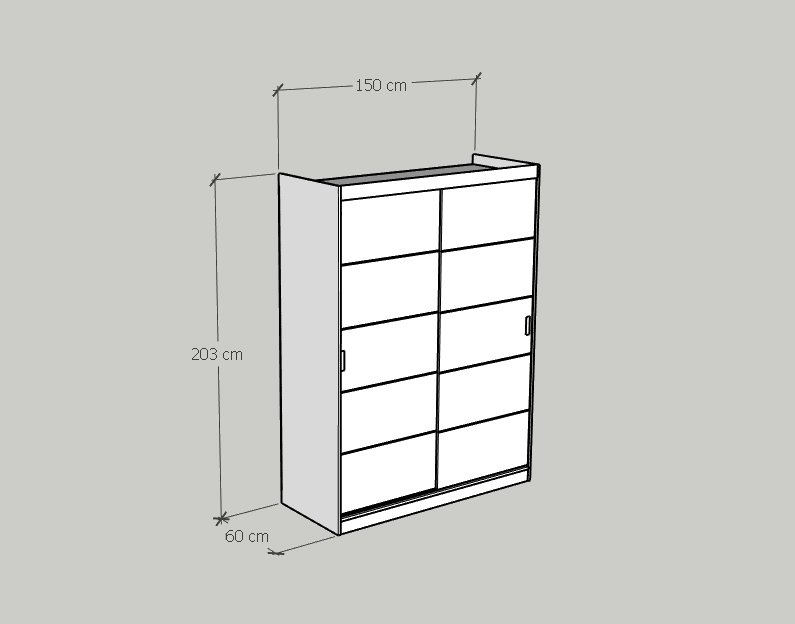 [Happy Home Furniture] RUNI, Tủ treo quần áo -  1m5 x 2m,  150cm x 60cm x 203cm ( DxRxC), TCL_004