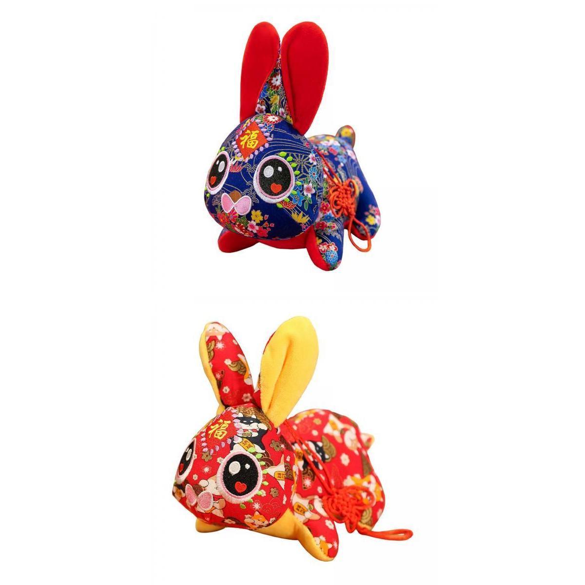 2x Cute Chinese New Year Rabbit Plush Toy Bunny Doll Holiday Stuffed Animal