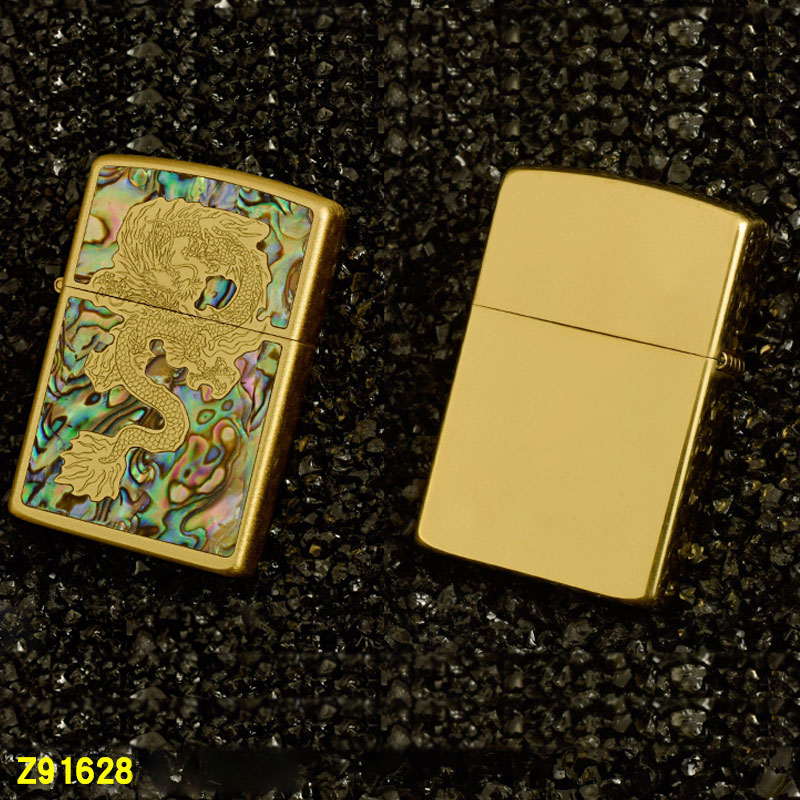 Vỏ Hột Quẹt Bật Lửa Xăng Đá Zorro Z91628 Khảm Trai Họa Tiết Hình Rồng Đẹp Độc Lạ