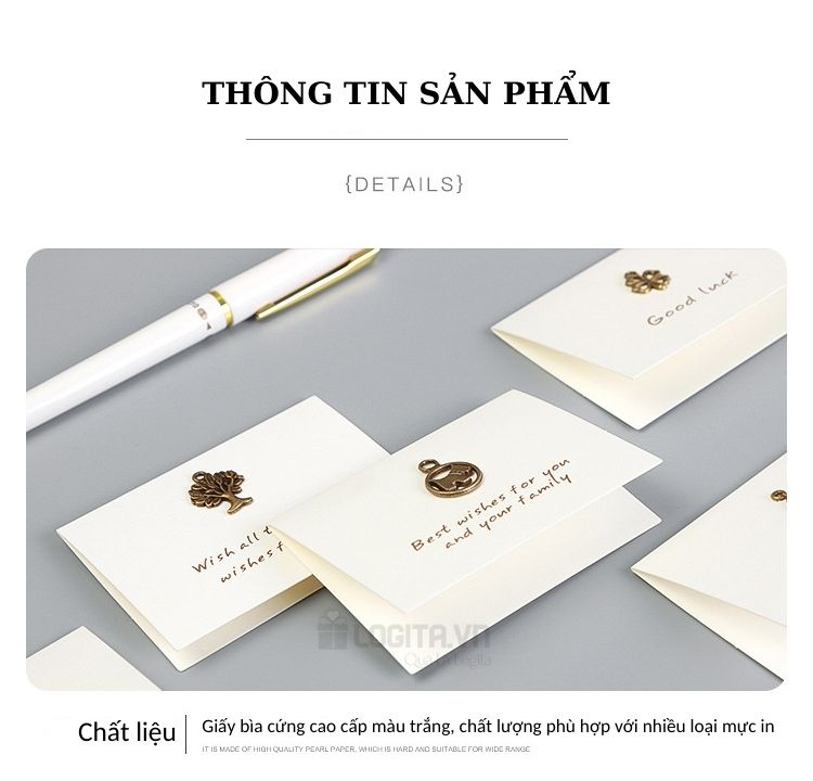 Thiệp Chúc Mừng Phong Cách Vintage Cổ Điển, Sang Trọng - Thiệp V3