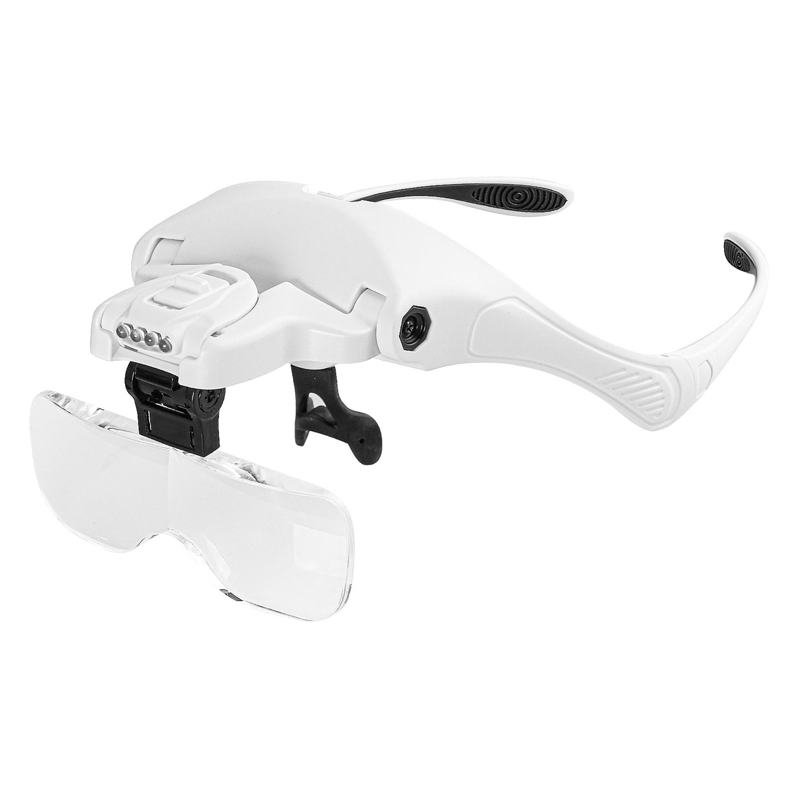 Kính lúp đeo đầu được chiếu sáng bằng đèn LED 5 Ống kính có thể tháo rời Kính lúp có thể hoán đổi cho nhau 1.0X-3.5X Kính lúp 2 cấp Công cụ phóng đại độ sáng cho trang sức đồng hồ PCB Cận cảnh công việc