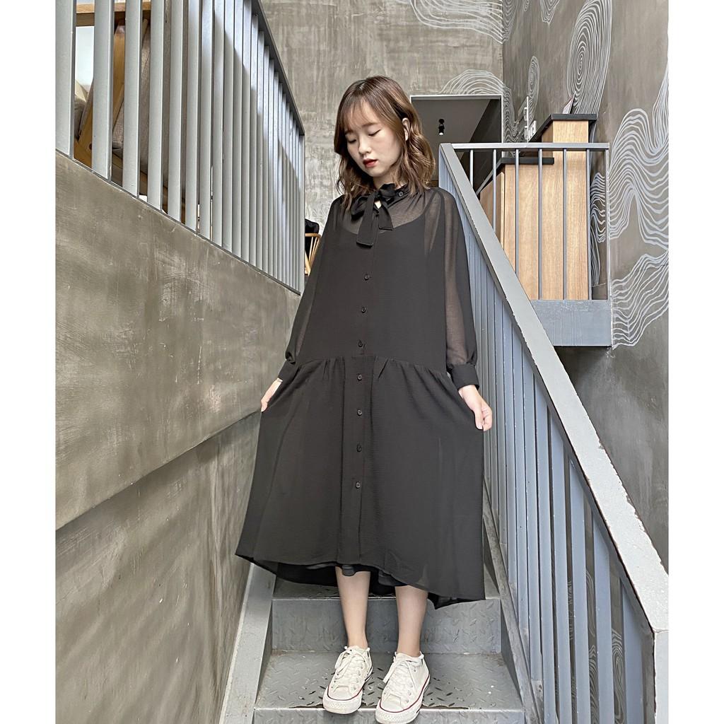BLACKCAT SET- SET ĐẦM YẾM RỜI VOAN XỐP