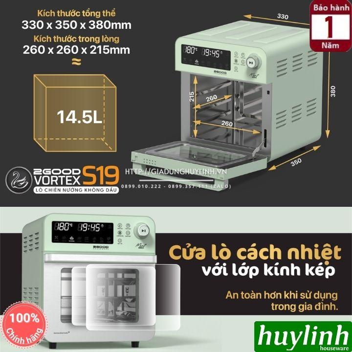 Nồi chiên không dầu điện tử 2Good S19 - 14.5 lít - Tặng găng tay - Hàng chính hãng