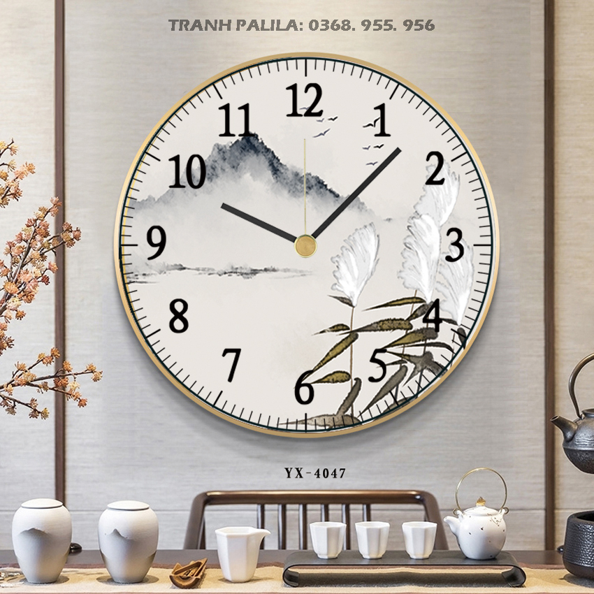 Tranh Đồng Hồ Tròn Treo Tường Giá Rẻ - Đồng Hồ Pha Lê Họa Tiết Phong Cảnh Đẹp