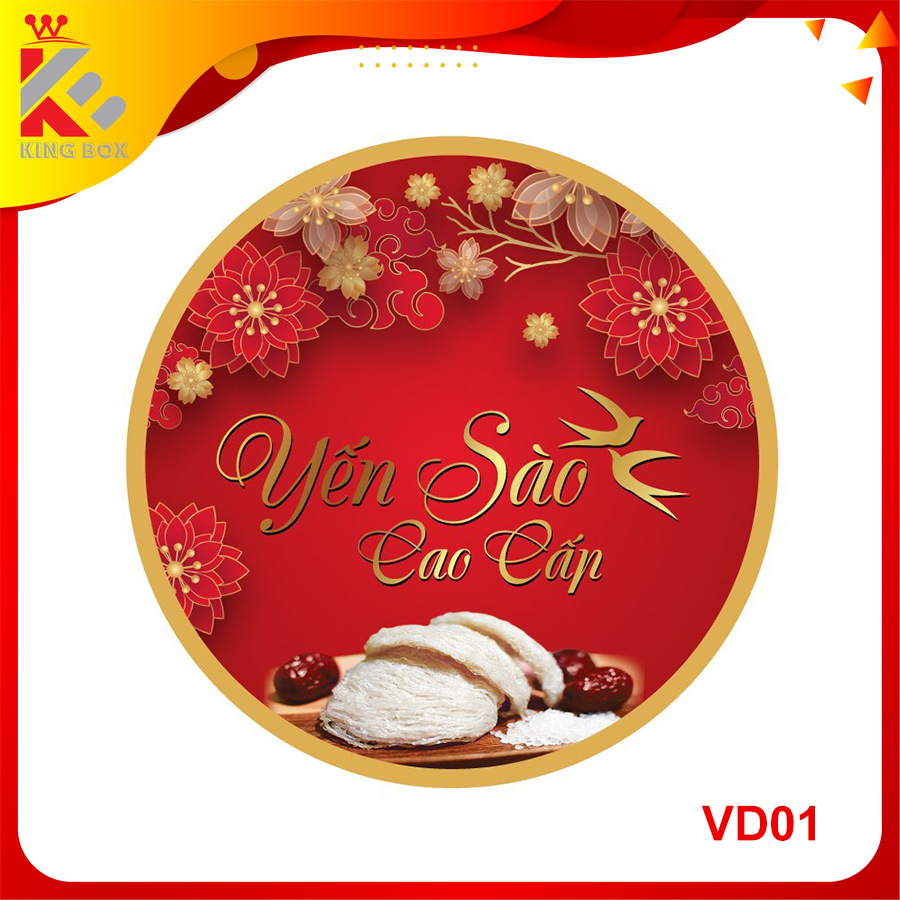 Tem decal tròn cao cấp dán hộp yến sào KINGBOX