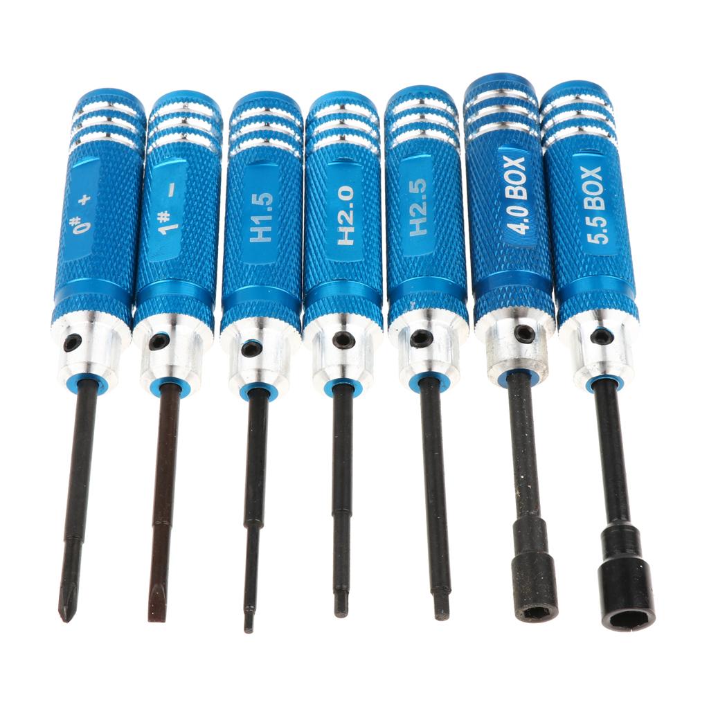 7 Món Thép Không Gỉ Bộ Tua Vít, RC Bộ Dụng Cụ Cho RC Xe Ô Tô Mô Hình Máy Bay Trực Thăng Xanh Dương