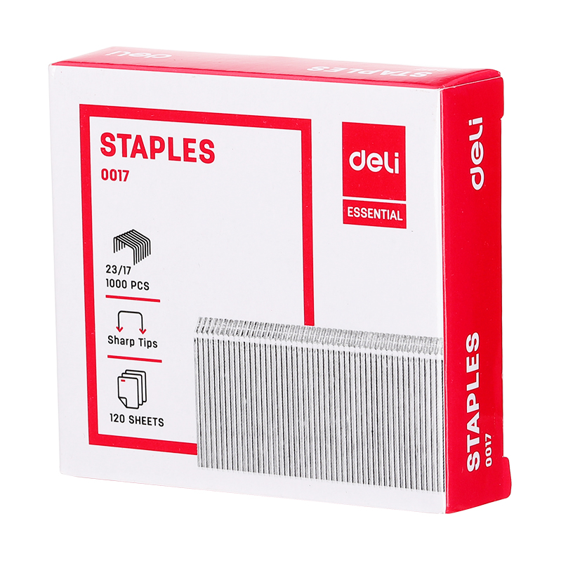 Combo 5 Hộp Ghim Dập Deli 23/17 Dập được 120 tờ Màu bạc Mã 17
