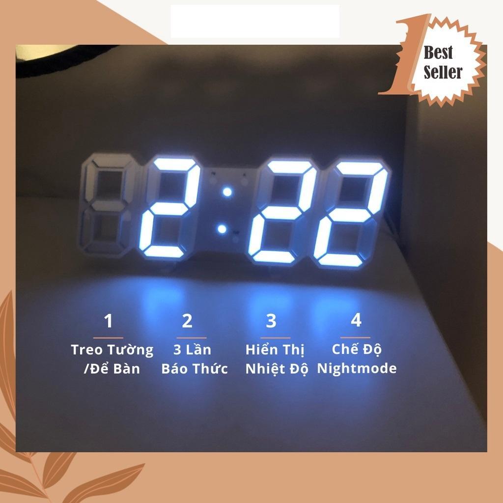 Đồng hồ led 3D để bàn treo tường thông minh có hiển thị nhiệt độ/ ngày tháng.