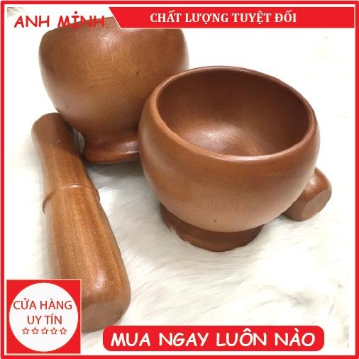 Bộ chày giã cối gỗ cao cấp Bộ chày cối gỗ hình lu tiện dụng trong nhà bếp cao cấp cỡ lớn