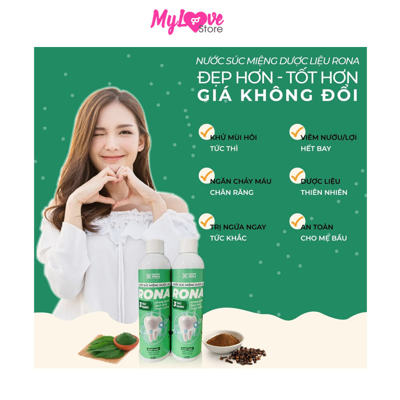 Nước Súc Miệng Dược Liệu Rona Cocayhoala Sạch Răng – Khử Mùi Hôi – Ngừa Viêm Lợi, Không Cồn, Chai 180ml