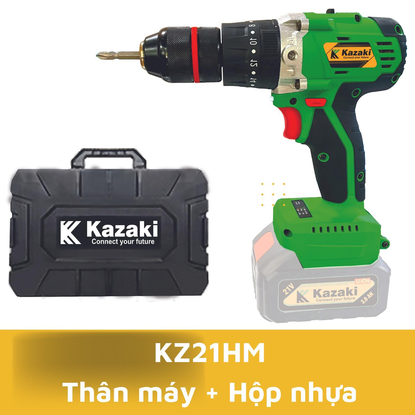 MÁY KHOAN PIN 21V (MOTOR TỪ) KAZAKI KZ21H (CHÂN PIN MAKITA, 2 PIN 4AH, 1 SẠC )- HÀNG CHÍNH HÃNG