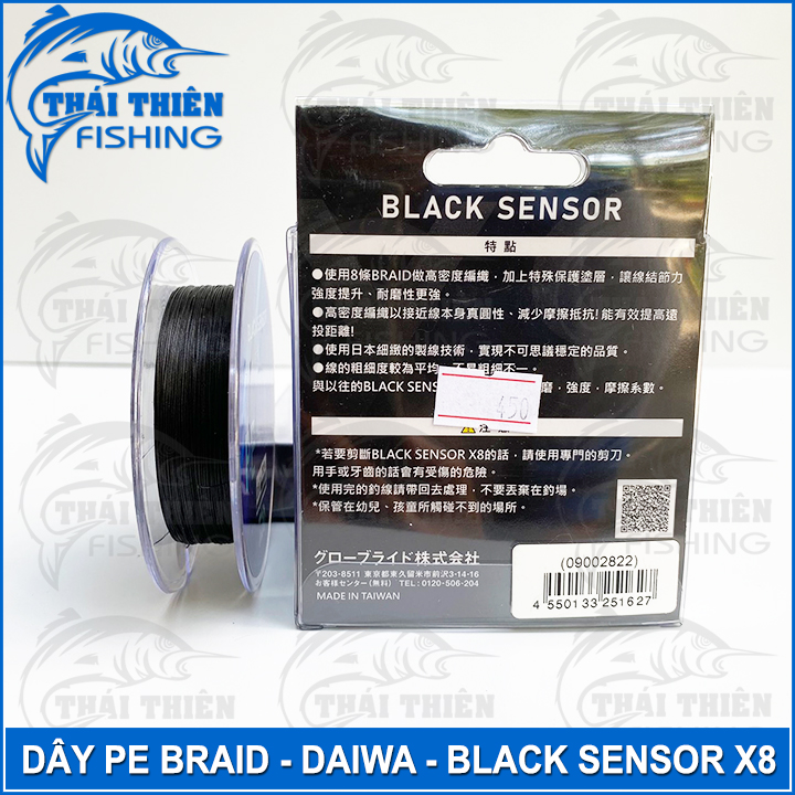 Dây PE Lure X8 Daiwa Black Sensor Thế Hệ Mới Màu Đen Cuộn 150m