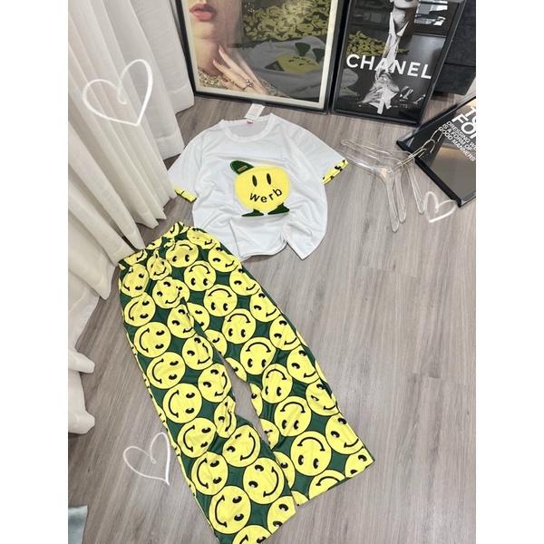 Set Bộ Mặc Nhà, Quần ống suông, áo thêu, hình thật trải sàn, Freesize 40-55kg, tuỳ chiều cao