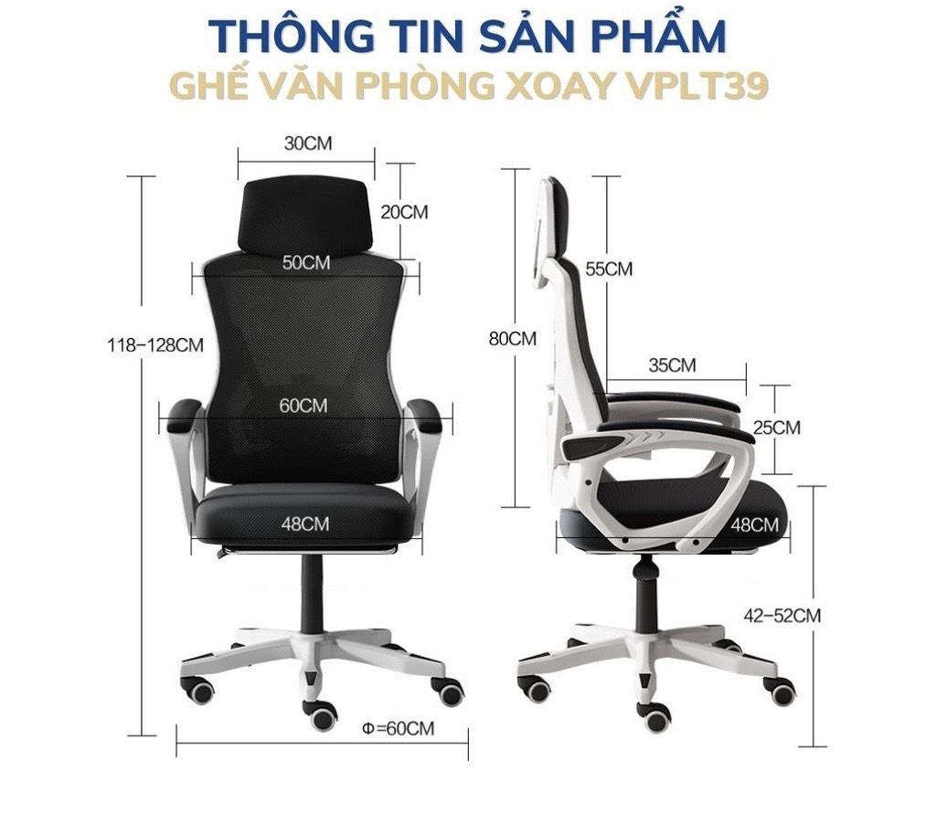 Ghế Làm Việc Công Thái Học - Ergonomics Ngả Lưng Thư Giãn Cao Cấp AMA-VPLT39