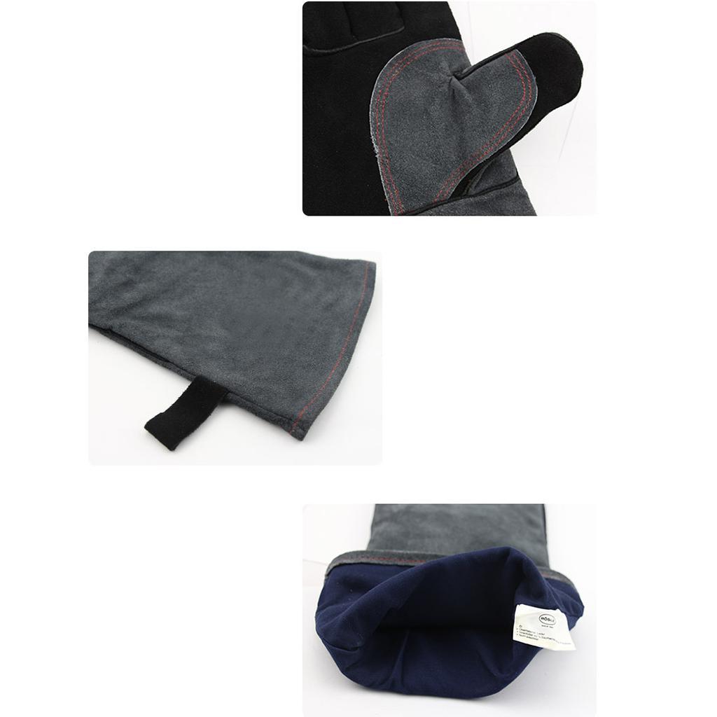 Leather Labor Gloves, Working Safety Gloves, Heat Resistant Protective Welding Working Gloves -Black